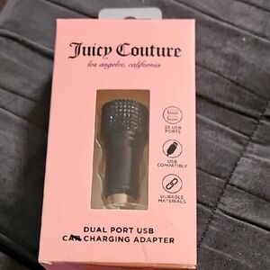 Juicy Couture Black Studded Gem Dual Port USB Durable Car Charging Adapter